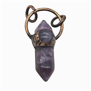 Gemstone Pendant, Red Copper Plated, approx 8-36mm