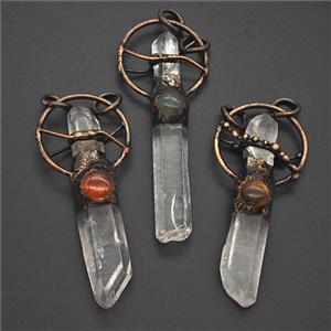 Gemstone Pendant, Red Copper Plated, approx 10-60mm