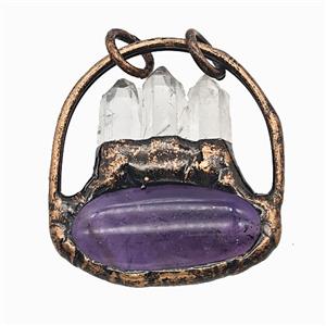 Gemstone Pendant, Red Copper Plated, approx 35-40mm