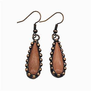 Gemstone Earring, Red Copper Plated, approx 12-30mm