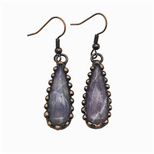 Gemstone Earring, Red Copper Plated, approx 12-30mm