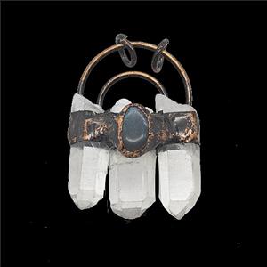 Gemstone Earring, Red Copper Plated, approx 33-50mm