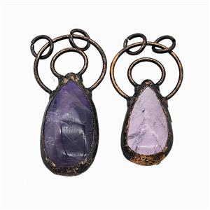 Gemstone Pendant, Red Copper Plated, approx 18-50mm