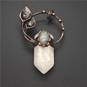 Gemstone Pendant, Red Copper Plated, approx 16-65mm