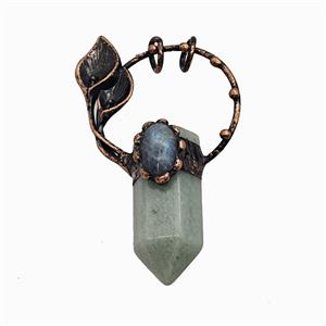 Gemstone Pendant, Red Copper Plated, approx 16-65mm