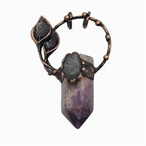 Gemstone Pendant, Red Copper Plated, approx 16-65mm