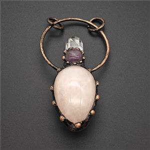 Gemstone Pendant, Red Copper Plated, approx 22-60mm