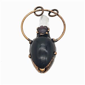 Gemstone Pendant, Red Copper Plated, approx 22-60mm