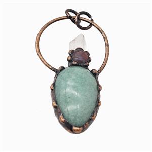 Gemstone Pendant, Red Copper Plated, approx 22-60mm