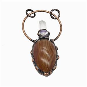 Gemstone Pendant, Red Copper Plated, approx 22-60mm