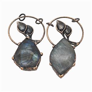 Gemstone Pendant, Red Copper Plated, approx 30-65mm