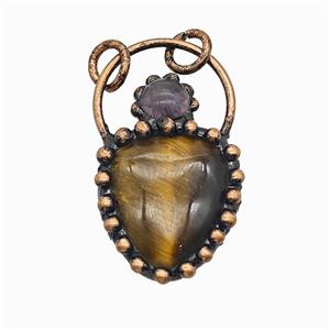 Gemstone Pendant, Red Copper Plated, approx 24-40mm