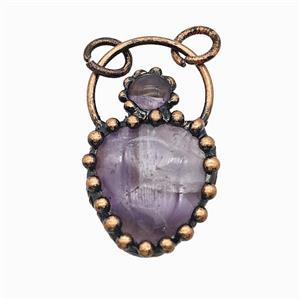 Gemstone Pendant, Red Copper Plated, approx 24-40mm