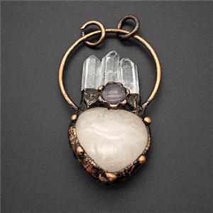 Gemstone Pendant, Red Copper Plated, approx 25-55mm