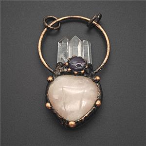 Gemstone Pendant, Red Copper Plated, approx 25-55mm