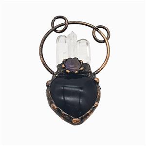 Gemstone Pendant, Red Copper Plated, approx 25-55mm