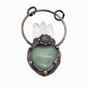 Gemstone Pendant, Red Copper Plated, approx 25-55mm