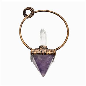 Gemstone Pendant, Red Copper Plated, approx 20-60mm