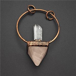 Gemstone Pendant, Red Copper Plated, approx 20-60mm