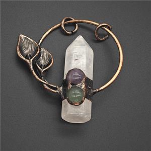 Gemstone Pendant, Red Copper Plated, approx 12-50mm