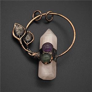 Gemstone Pendant, Red Copper Plated, approx 12-50mm