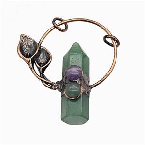 Gemstone Pendant, Red Copper Plated, approx 12-50mm