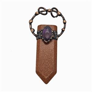 Gemstone Pendant, Red Copper Plated, approx 18-73mm