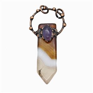 Gemstone Pendant, Red Copper Plated, approx 18-73mm