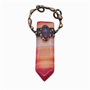 Gemstone Pendant, Red Copper Plated, approx 18-73mm