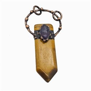 Gemstone Pendant, Red Copper Plated, approx 18-73mm