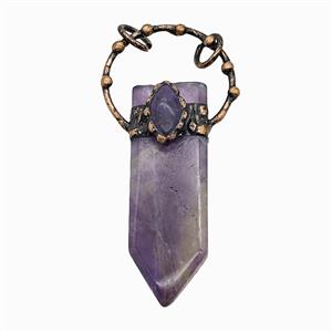 Gemstone Pendant, Red Copper Plated, approx 18-73mm