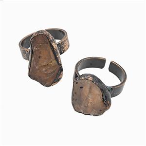 Gemstone Pendant, Red Copper Plated, approx 15-25mm, 18mm dia