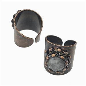 Gemstone Pendant, Red Copper Plated, approx 13-17mm, 20mm dia