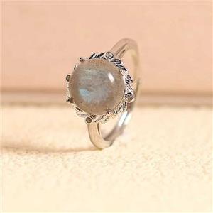 Labradorite Copper Rings Platinum Plated, approx 10mm, 18mm dia