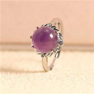Purple Amethyst Copper Rings Platinum Plated, approx 10mm, 18mm dia