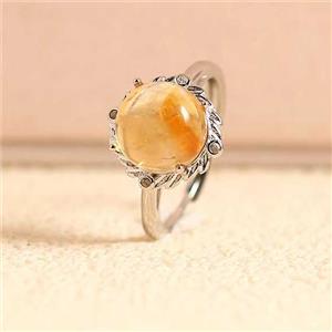 Yellow Citrine Copper Rings Platinum Plated, approx 10mm, 18mm dia