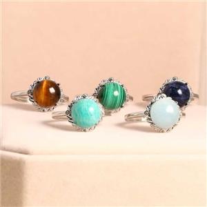 Gemstone Copper Rings Platinum Plated Mixed, approx 10mm, 18mm dia