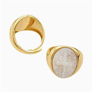 Gemstone Ring, Gold Plated, approx 15-20mm, 18mm dia