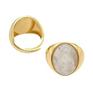 Gemstone Ring, Gold Plated, approx 15-20mm, 18mm dia