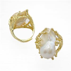 Gemstone Ring, Gold Plated, approx 15-25mm, 18mm dia