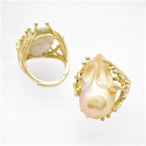 Gemstone Ring, Gold Plated, approx 15-25mm, 18mm dia