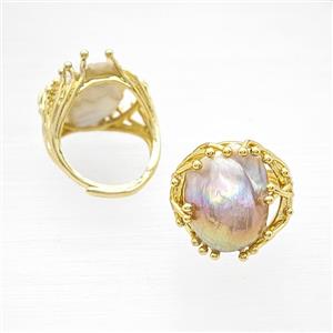 Gemstone Ring, Gold Plated, approx 15-25mm, 18mm dia