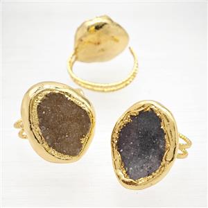 Gemstone Ring, Gold Plated, approx 21-30mm, 18mm dia