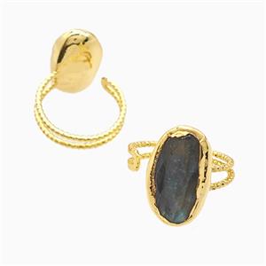 Gemstone Ring, Gold Plated, approx 13-23mm, 18mm dia