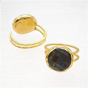 Gemstone Ring, Gold Plated, approx 17-18mm, 18mm dia