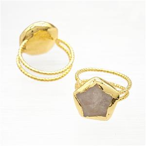 Gemstone Ring, Gold Plated, approx 17mm, 18mm dia