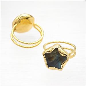 Gemstone Ring, Gold Plated, approx 17mm, 18mm dia