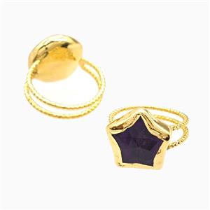 Gemstone Ring, Gold Plated, approx 17mm, 18mm dia