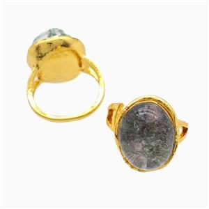 Gemstone Ring, Gold Plated, approx 16-20mm, 18mm dia