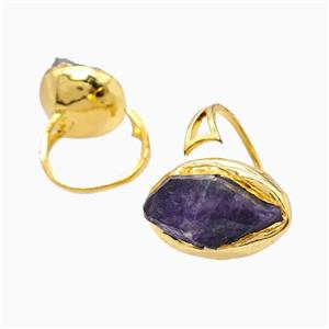 Gemstone Ring, Gold Plated, approx 18-28mm, 18mm dia